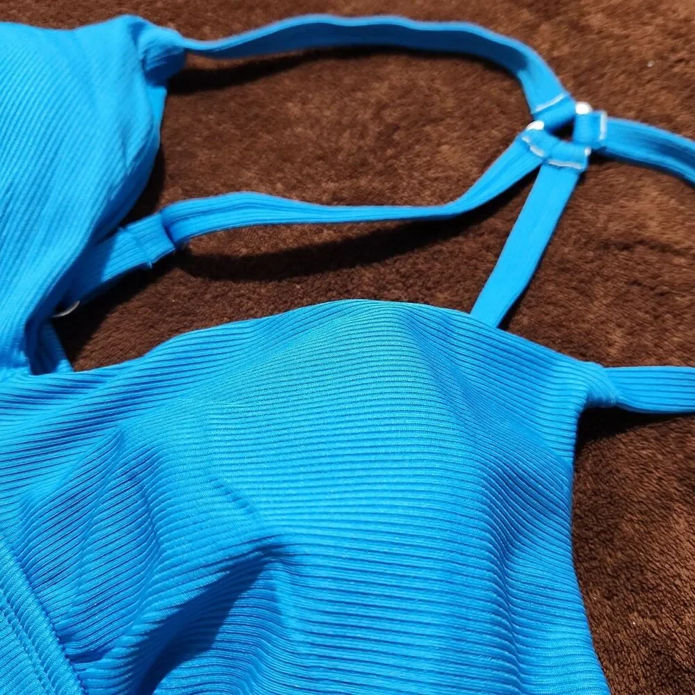 Eco Beach Swim Top Size Large Blue Adjustable Straps .  New - Picture 2 of 14